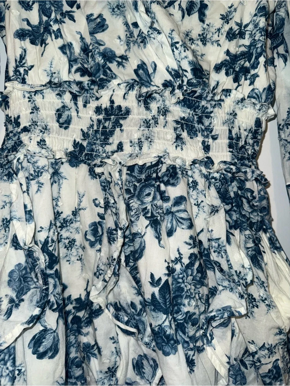 LoveShackFancy x Gap Blue Floral Ruffle Women's Dress - Picture 4 of 6
